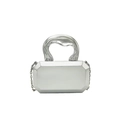 Detalle del bolso de mano octogonal plateado con asa de metal líquido y cadena metálica - Estilo con Asa de Anillo Grande / Plateado