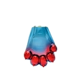 Detailed view of the gradient blue and red acrylic bear paw evening clutch with gold clasp - Gradient