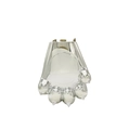 Detail of silver bear paw acrylic evening bag with reflective finish and chain strap - Silver