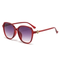 Oversized transparent red sunglasses with purple gradient lenses and gold rose detail - C6 Red Frame Gradient Grey Lens