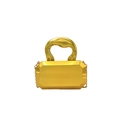 Bolso de noche de acrílico dorado con diseño octogonal y correa de cadena metálica - Estilo con Asa de Anillo Grande / Dorado