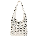 Borsa a secchiello bianca da donna con borchie in metallo argentato e design trendy - Bianco