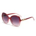 Stylish oversized red gradient sunglasses with purple tinted lenses and gold chain detail - C7 Gradient Red Frame Grey Pink Lens