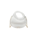 Bolso de mano de acrílico transparente semicircular con relieves y cadena dorada - Transparente