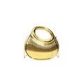 Elegante bolso de noche dorado con textura de rayas verticales y asa redonda - Dorado
