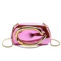 Pink acrylic evening clutch bag with metallic mirror finish and golden C-handle - Light Pink