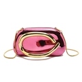Luxurious rose pink acrylic clutch bag with golden C-handle and metallic snake chain - Deep Pink