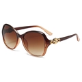 Lunettes de soleil oversize marron dégradé avec décor floral en métal doré - C5 Monture Dégradé Thé Verres Dégradés Thé
