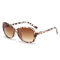 Lunettes de soleil oversize écaille pour femmes avec verres dégradés bruns et détails dorés - C3 Monture Écaille Lentille Thé Dégradé