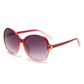 Oversized wine red sunglasses for women with gradient purple lenses and gold metal V-detail - C7 Gradient Red Frame Grey Pink Lens