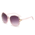 Lunettes de soleil carrées roses avec verres dégradés violets et détails dorés - C2 Monture Rose Transparente Lentille Gris Rose