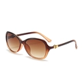 Lunettes de soleil oversize pour femmes avec verres dégradés marron et anneau doré - C5 Monture Dégradé Thé Verres Dégradés Thé