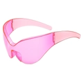 Occhiali da sole oversize futuristici in un unico pezzo rosa traslucido e alla moda - Rosa