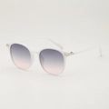 Gafas de sol retro con montura redonda blanca y lentes de color violeta degradado - Montura Blanca Degradado Gris Rosa