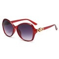 Fashionable dark red translucent oversized sunglasses with purple gradient lenses - C6 Red Frame Gradient Grey Lens
