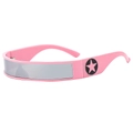 Cyberpunk pink frame star cycling sunglasses with silver mirrored lenses for women - One Size / Pink Frame Silver Mirror