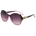 Fashionable gradient purple oversized sunglasses with golden metal floral temple detail - C8 Gradient Purple Frame Grey Pink Lens