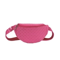Sac banane en PU rose fuchsia avec texture losange et fermeture éclair en métal argenté - Rose rouge