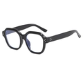 Fashionable black geometric anti-blue light glasses with three-dot metal rivets decoration - Bright Black Frame Anti-Blue Light