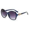 Blue oversized aviator sunglasses with purple gradient lenses and gold flower detail - C4 Blue Frame Gradient Grey Lens
