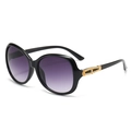 Lunettes de soleil oversize élégantes à monture noire avec verres dégradés violets - Monture Noire Verres Dégradés Gris