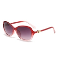 Oversized women sunglasses featuring gradient red frames and purple lenses with gold accents - C7 Gradient Red Frame Grey Pink Lens