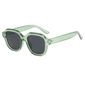 Hip-hop green square sunglasses with rivets and dark lenses for a stylish look - Crystal Green Grey