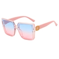 Occhiali da sole squadrati oversize con montatura rosa trasparente e lenti sfumate - B03 Z-2 / Montatura Rosa Sfumatura Blu a Rosa