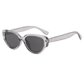 Retro ovale lichtgraue Sonnenbrille mit dunkelgrauen UV-Schutzgläsern für Damen - Rauchgrau