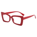 Occhiali cat-eye oversize rosso acceso con montatura spessa per uomo e donna - Rosso