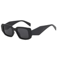 Lunettes de soleil rétro à monture rectangulaire épaisse noire et verres gris foncé - C1 Noir Sable Gris