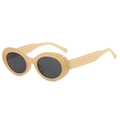Vintage oval cream sunglasses with dark lenses for women, retro 90s style frames - Jelly Yellow Grey Lens