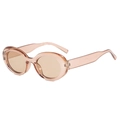 Retro champagne transparent oval sunglasses for women with UV protection stylish design - Champagne Tea