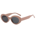 Vintage oval cat eye sunglasses for women with nude pink frames and dark gray lenses - Red Bean Paste Grey