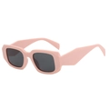 Pink chunky rectangular sunglasses with black lenses and a sleek glossy finish - C6 Sand Pink Frame Grey Lens