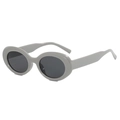 Retro ovale Sonnenbrille für Damen mit breitem Rahmen und schwarzen Gläsern in Dunkelgrau - Zementgrau