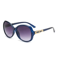 Oversized blue translucent sunglasses with purple gradient lenses and gold metal details - C4 Blue Frame Gradient Grey Lens