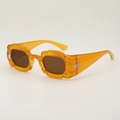 Lunettes de soleil pétales uniques en résine jaune ambre avec verres marron foncé - C6 Monture Orange Verres Thé