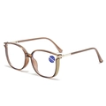 Occhiali da lettura ambra anti-luce blu +1.00 con eleganti decorazioni in metallo dorato - +100