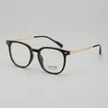 Lunettes anti-lumière bleue carrées avec monture noire et branches en métal argenté élégantes - C1 Monture Noire