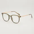 Lunettes anti-lumière bleue marron thé avec branches en métal or rose et verres UV400 - C2 Cadre Vert Olive