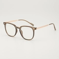 Lunettes rétro carrées couleur thé avec filtre anti-lumière bleue et monture transparente - C3 Cadre Couleur Thé
