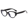 Retro small frame sunglasses with black glossy frames and blue light blocking lenses - Bright Black Frame Anti-Blue Light