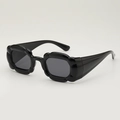 Lunettes de soleil à monture bulle noire brillante avec verres gris foncé et cadre noir brillant épais - C1 Monture Noire Verre Gris