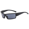 Cyberpunk matte black wrap around sports sunglasses with dark grey rectangular lenses - Sand Black Frame Grey Lens