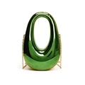 Chic emerald green mirror acrylic egg-shaped handbag with golden chain strap - Green