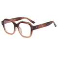 Retro hexagonal brown wood grain glasses with anti-blue light lenses and triple dot rivets - Wood Pattern Blue Light Blocking