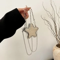 Pochette de soirée argentée en forme d'étoile avec clous et chaîne perlée - Style Étoile à Clous (Argent)