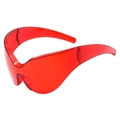 Occhiali da sole avvolgenti rossi traslucidi dal design futuristico e aerodinamico - Rosso