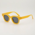 Gafas de sol retro cuadradas con montura gruesa amarillo brillante y remaches - Montura Amarilla Lentes Grises